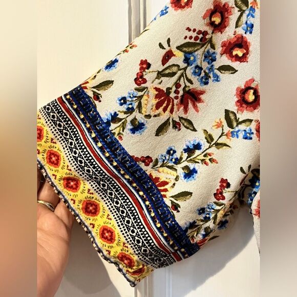 Urban Romantics Casual Midi Dress Floral Boho Ivory Size Small - Picture 6 of 7